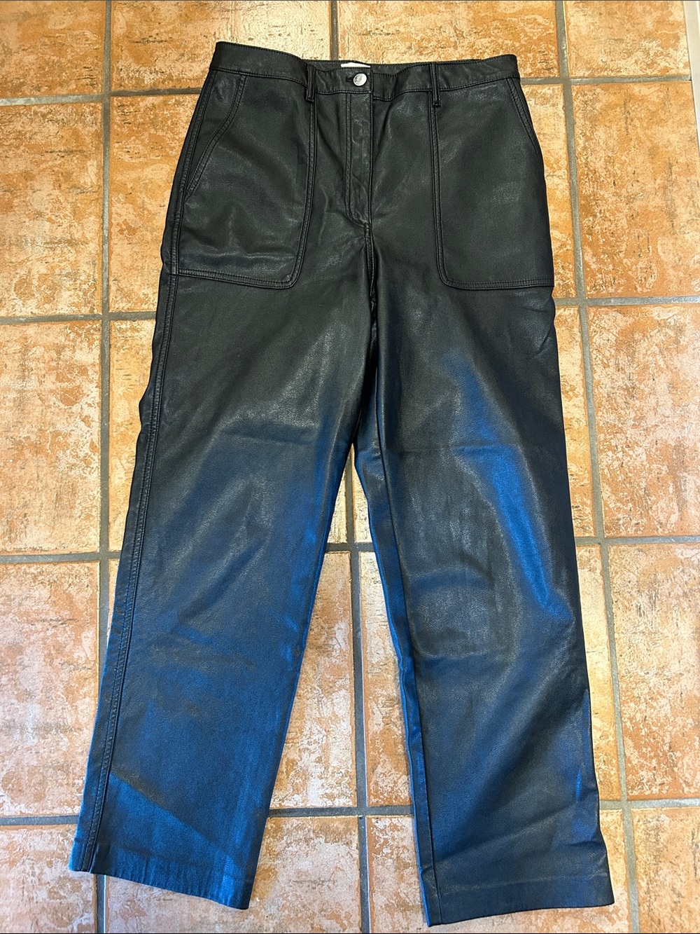 Wilfred Free- Black Faux Leather Straight-Leg Pants